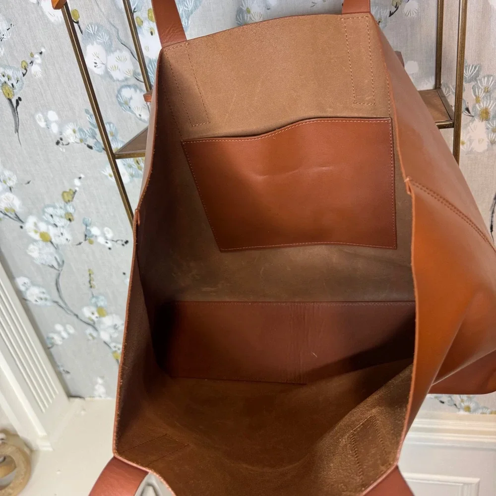 Everlane Day Market Tote Cognac Brown Leather Shoulder Bag Made in Italy